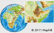 Physical Location Map of North Wello, within the entire country