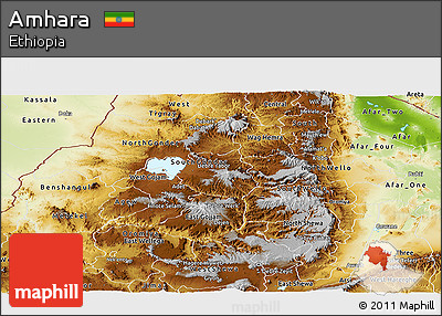 Physical Panoramic Map of Amhara