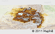 Physical Panoramic Map of Amhara, lighten