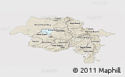 Shaded Relief Panoramic Map of Amhara, single color outside