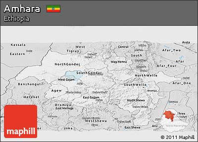 Silver Style Panoramic Map of Amhara