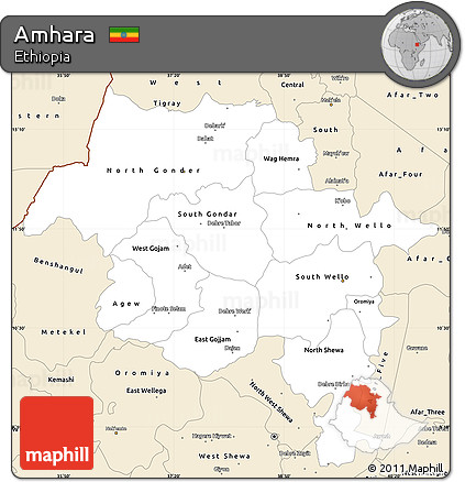 Classic Style Simple Map of Amhara