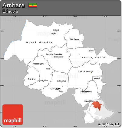 Gray Simple Map of Amhara, single color outside
