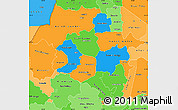 Political Simple Map of Amhara, political shades outside