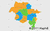 Political Simple Map of Amhara, single color outside