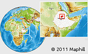 Physical Location Map of South Wello, highlighted country, within the entire country