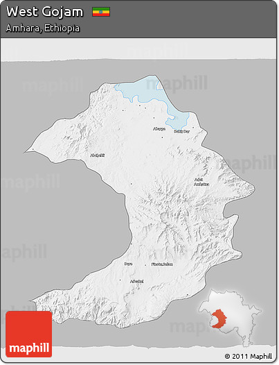 Gray 3D Map of West Gojam, single color outside