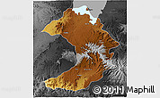 Physical 3D Map of West Gojam, darken, desaturated