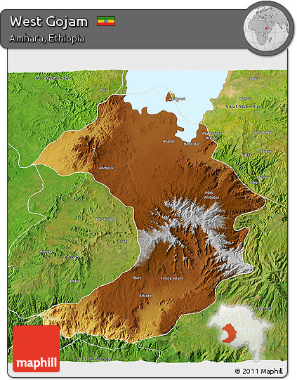 Physical 3D Map of West Gojam, satellite outside