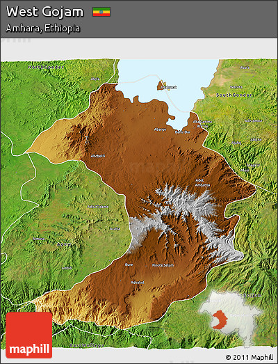 Physical 3D Map of West Gojam, satellite outside
