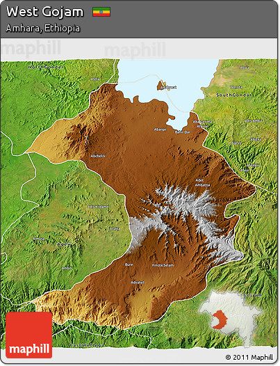Physical 3D Map of West Gojam, satellite outside