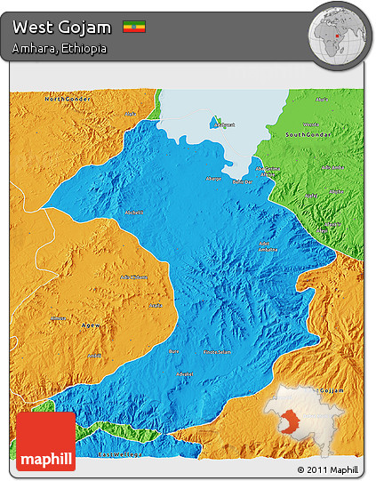 Political 3D Map of West Gojam