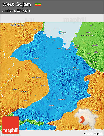 Political 3D Map of West Gojam
