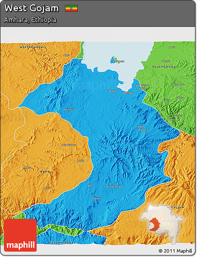 Political 3D Map of West Gojam