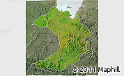 Satellite 3D Map of West Gojam, semi-desaturated