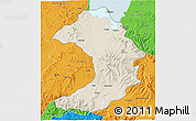 Shaded Relief 3D Map of West Gojam, political outside