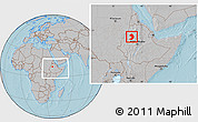 Gray Location Map of West Gojam, within the entire country, hill shading