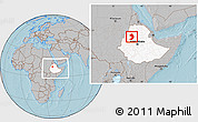 Gray Location Map of West Gojam, highlighted country, within the entire country, hill shading