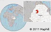 Gray Location Map of West Gojam, highlighted country, hill shading