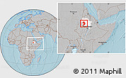 Gray Location Map of West Gojam, highlighted parent region, within the entire country, hill shading