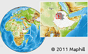 Physical Location Map of West Gojam, highlighted country, highlighted parent region, within the entire country