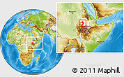 Physical Location Map of West Gojam, highlighted parent region, within the entire country