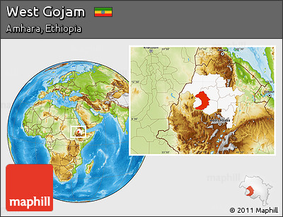 Physical Location Map of West Gojam, highlighted parent region