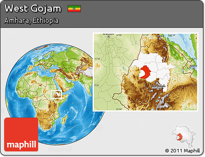 Physical Location Map of West Gojam, highlighted parent region