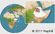 Satellite Location Map of West Gojam, highlighted country, highlighted parent region, within the entire country