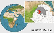 Satellite Location Map of West Gojam, highlighted country, highlighted parent region