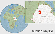 Savanna Style Location Map of West Gojam, highlighted country, hill shading