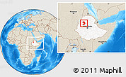 Shaded Relief Location Map of West Gojam, highlighted country, within the entire country