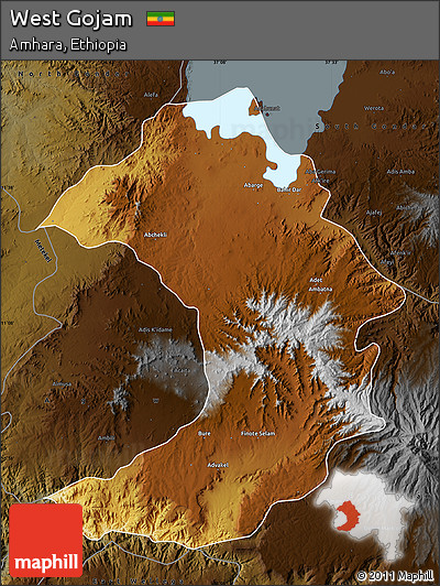 Physical Map of West Gojam, darken