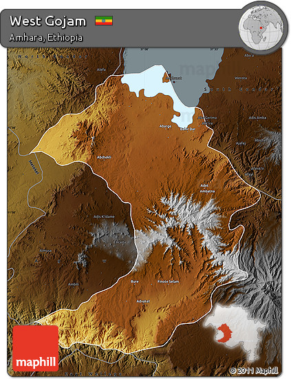 Physical Map of West Gojam, darken