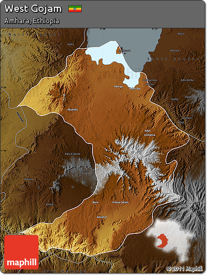 Physical Map of West Gojam, darken