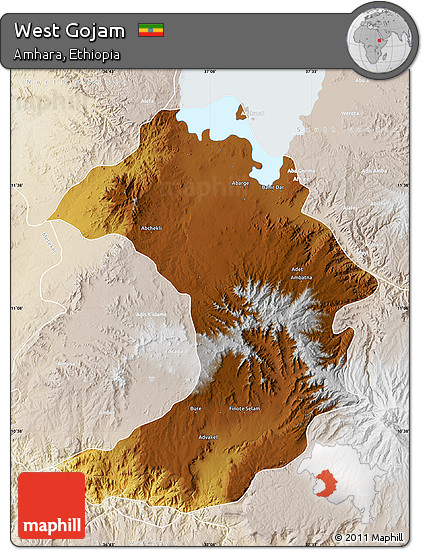 Physical Map of West Gojam, lighten