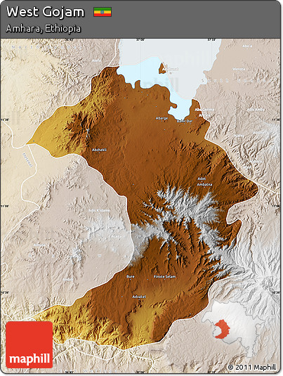 Physical Map of West Gojam, lighten