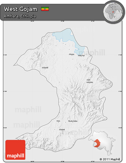 Silver Style Map of West Gojam, single color outside