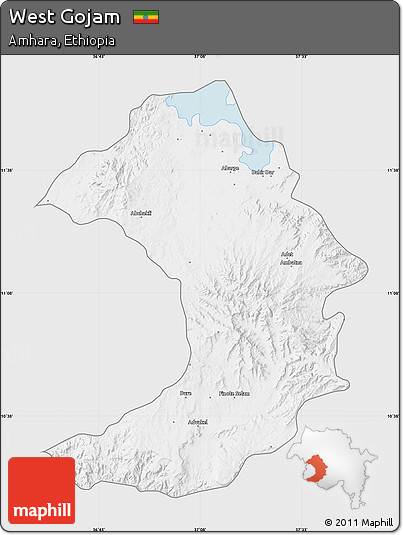Silver Style Map of West Gojam, single color outside