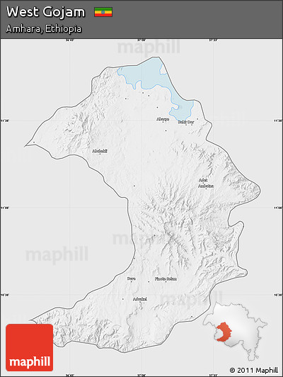 Silver Style Map of West Gojam, single color outside