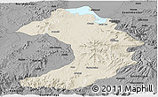 Shaded Relief Panoramic Map of West Gojam, darken, desaturated