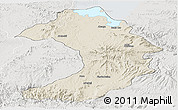 Shaded Relief Panoramic Map of West Gojam, lighten, semi-desaturated