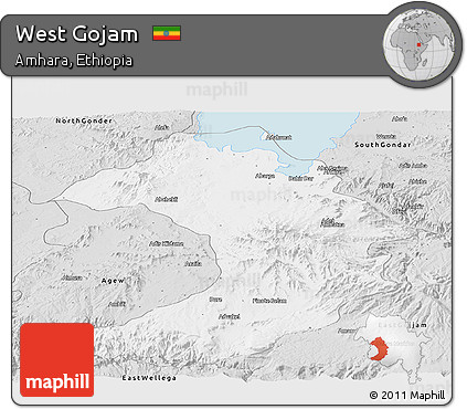 Silver Style Panoramic Map of West Gojam