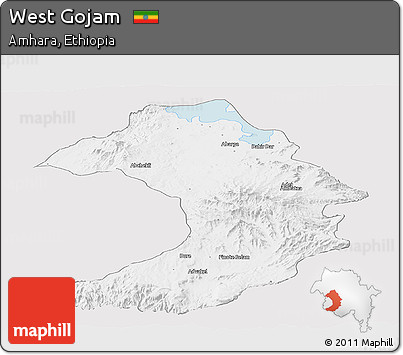 Silver Style Panoramic Map of West Gojam, single color outside
