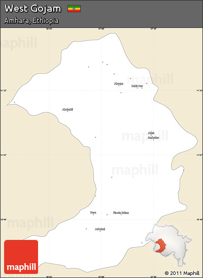Classic Style Simple Map of West Gojam, single color outside