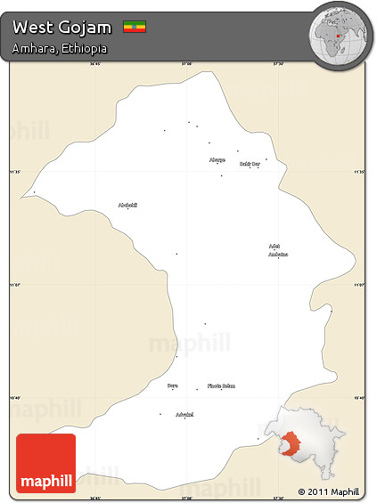Classic Style Simple Map of West Gojam, single color outside