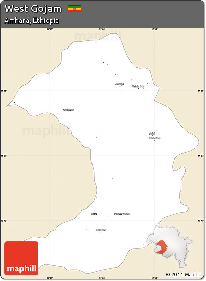 Classic Style Simple Map of West Gojam, single color outside