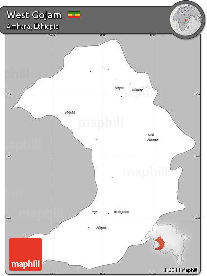 Gray Simple Map of West Gojam, single color outside