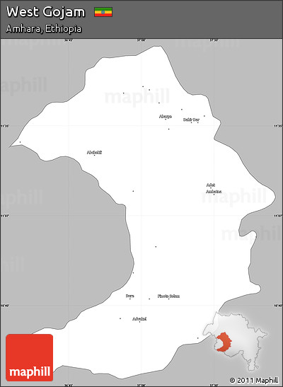 Gray Simple Map of West Gojam, single color outside