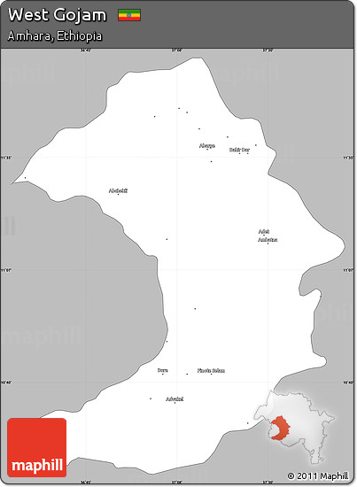 Gray Simple Map of West Gojam, single color outside